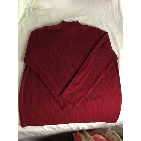 Westbound II Red Ribbed 100% Cotton Turtleneck Sweater 2X Long Sleeve Womens Top - Picture 7 of 7